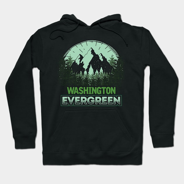 Washington Evergreen Mountain Graphic Hoodie by jaybeebrands